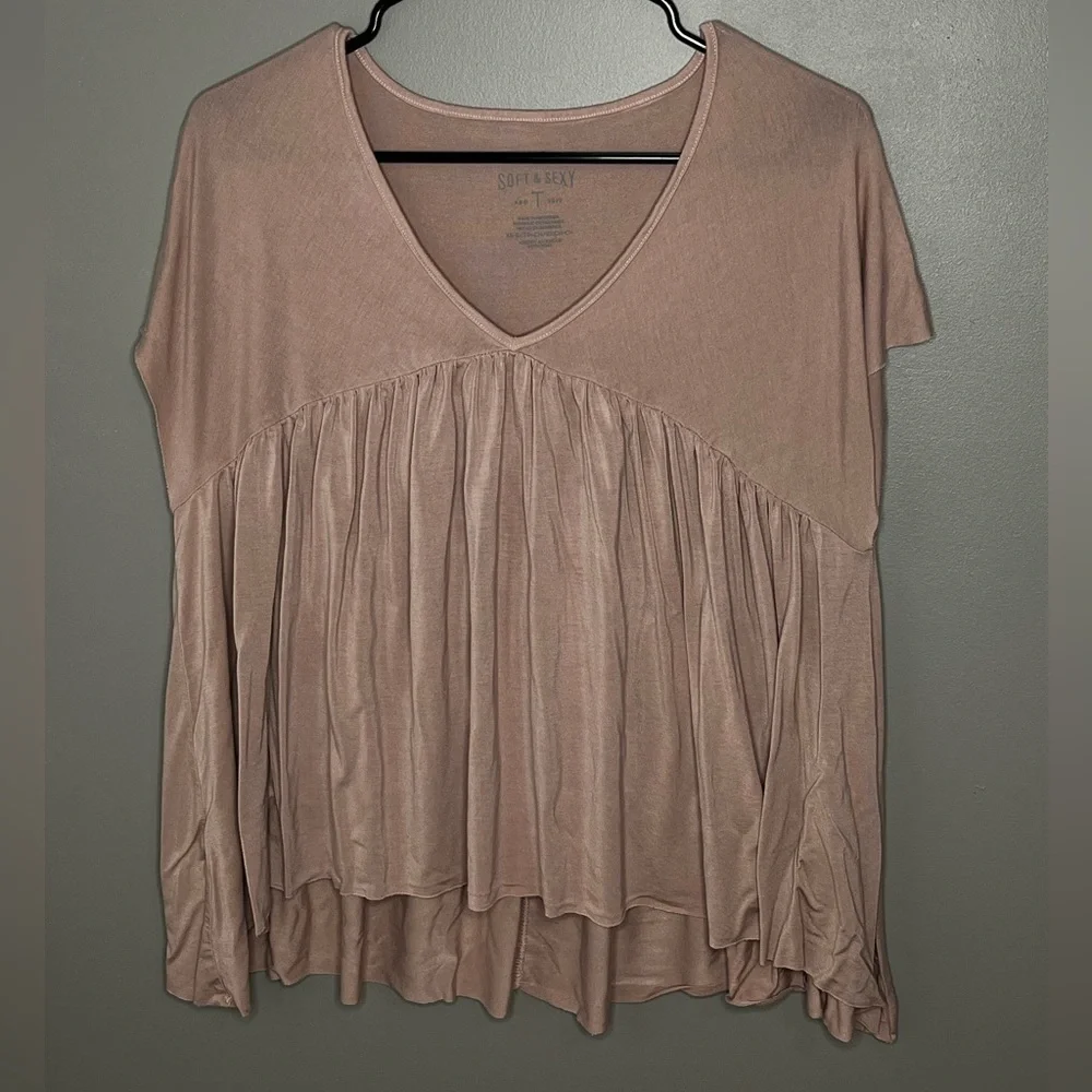 XS American eagle Soft & Sexy flowy light pink top - Picture 1 of 3